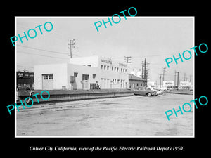 OLD HISTORIC PHOTO OF CULVER CITY CALIFORNIA, PACIFIC ELECTRIC STATION c1950