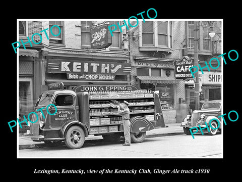 OLD LARGE HISTORIC PHOTO OF LEXINGTON, THE KENTUCKY CLUB GINGER ALE TRUCK c1930