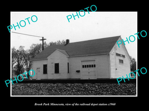 OLD LARGE HISTORIC PHOTO OF BROOK PARK MINNESOTA RAILROAD DEPOT STATION c1960