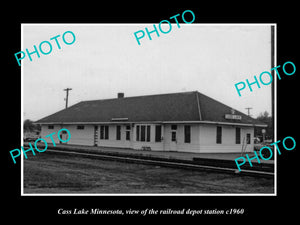 OLD LARGE HISTORIC PHOTO OF CASS LAKE MINNESOTA RAILROAD DEPOT STATION c1960