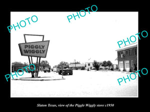 OLD LARGE HISTORIC PHOTO OF SLATON TEXAS, VIEW OF THE PIGGLY WIGGLY STORE c1950