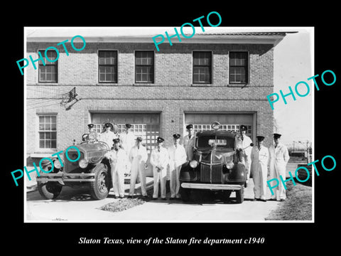 OLD LARGE HISTORIC PHOTO OF SLATON TEXAS, VIEW OF THE FIRE DEPARTMENT c1940