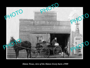 OLD LARGE HISTORIC PHOTO OF SLATON TEXAS, VIEW OF THE SLATON LIVERY BARN c1900