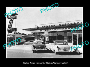 OLD LARGE HISTORIC PHOTO OF SLATON TEXAS, VIEW OF THE SLATON PHARMACY c1950