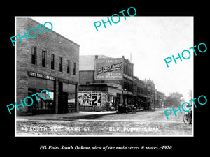 OLD LARGE HISTORIC PHOTO OF ELK POINT SOUTH DAKOTA, THE MAIN St & STORES c1920