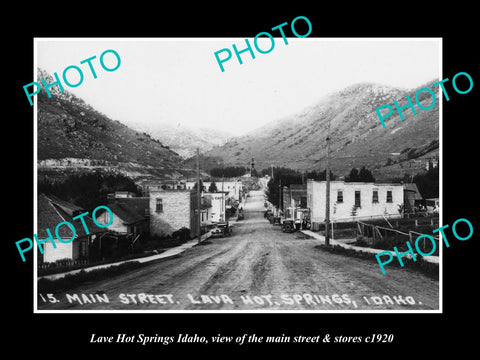 OLD LARGE HISTORIC PHOTO OF LAVA HOT SPRINGS IDAHO, THE MAIN ST & STORES c1920