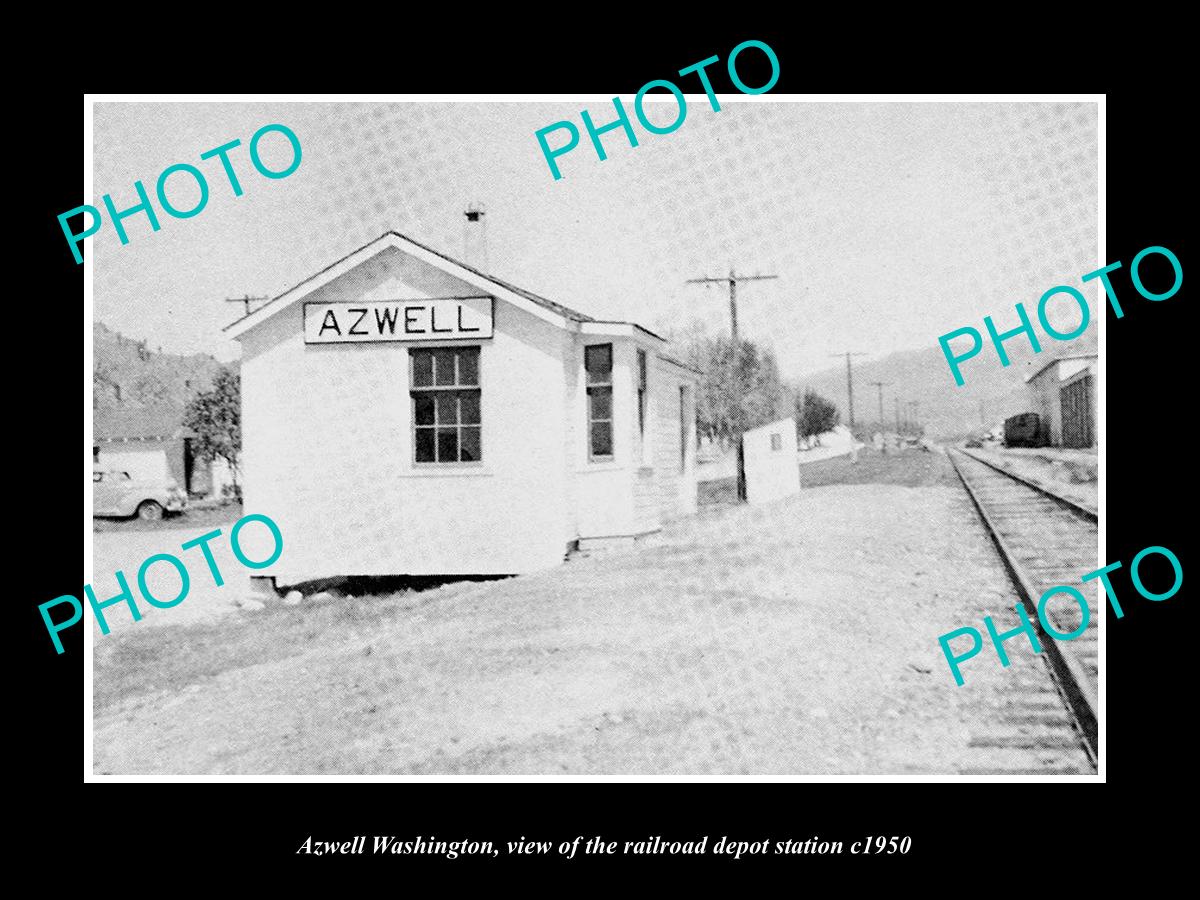 OLD LARGE HISTORIC PHOTO OF AZWELL WASHINGTON, THE RAILROAD DEPOT STATION c1950