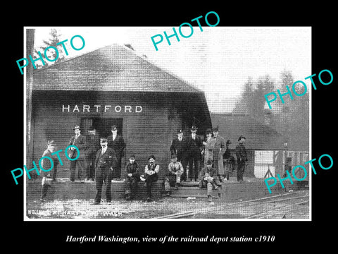 OLD LARGE HISTORIC PHOTO OF HARTFORD WASHINGTON THE RAILROAD DEPOT STATION c1910