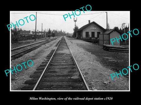 OLD LARGE HISTORIC PHOTO OF MILAN WASHINGTON, THE RAILROAD DEPOT STATION c1920