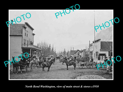 OLD LARGE HISTORIC PHOTO OF NORTH BEND WASHINGTON, THE MAIN St & STORES c1910