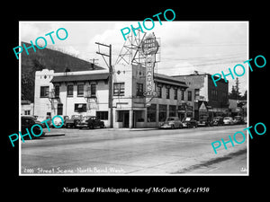 OLD LARGE HISTORIC PHOTO OF NORTH BEND WASHINGTON, THE McGRATH CAFE c1950