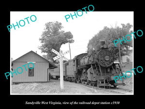 OLD LARGE HISTORIC PHOTO OF SANDYVILLE WEST VIRGINIA, THE RAILROAD STATION c1930