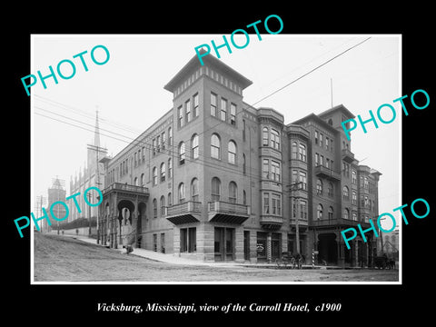 OLD LARGE HISTORIC PHOTO OF VICKSBURG MISSISSIPPI, THE CARROLL HOTEL c1900