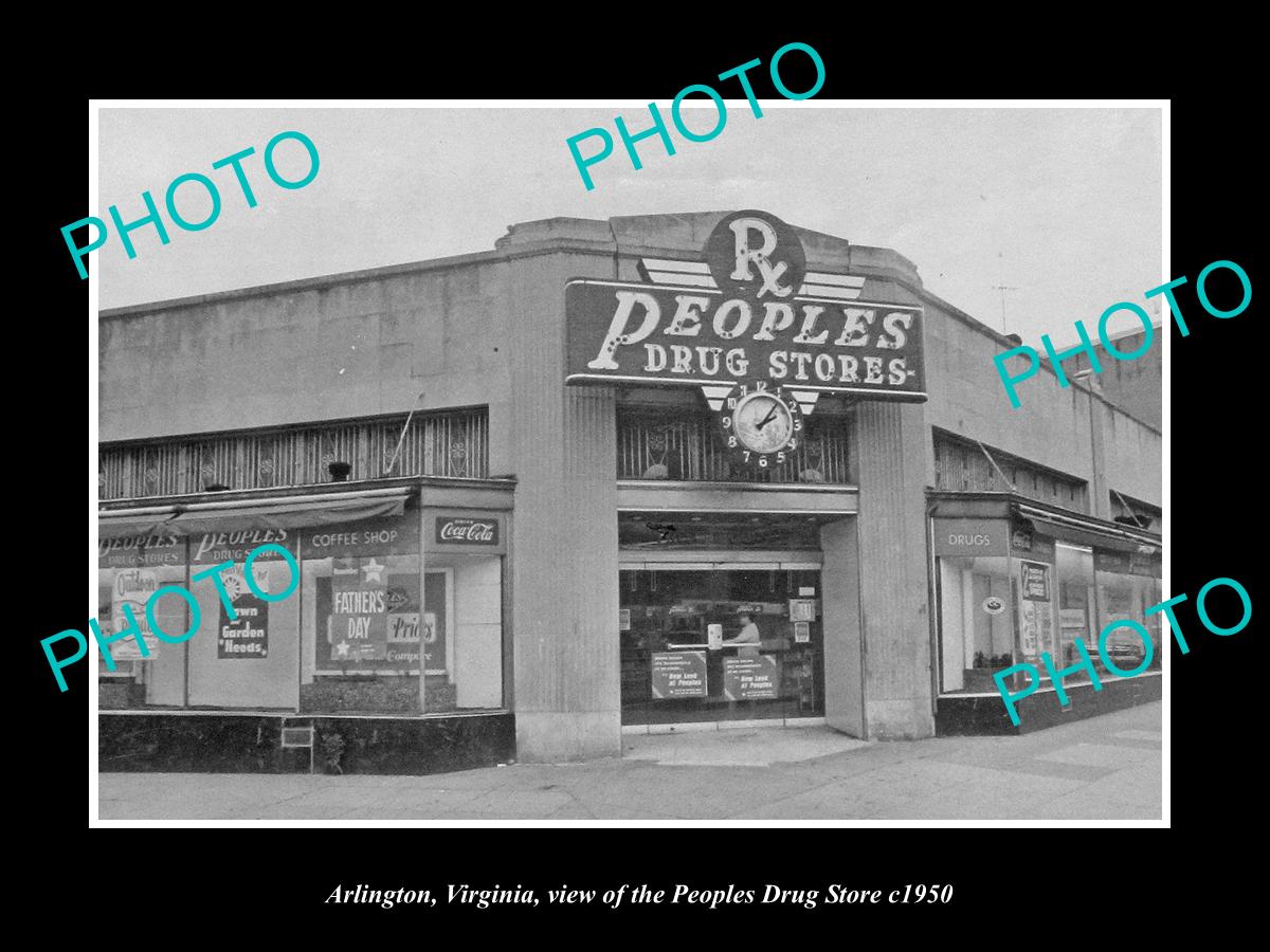 OLD LARGE HISTORIC PHOTO OF ARLINGTON VIRGINIA, THE PEOPLES DRUG STORE c1950