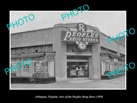 OLD LARGE HISTORIC PHOTO OF ARLINGTON VIRGINIA, THE PEOPLES DRUG STORE c1950