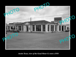 OLD LARGE HISTORIC PHOTO OF AUSTIN TEXAS, THE GOAD MOTOR Co STORE c1950