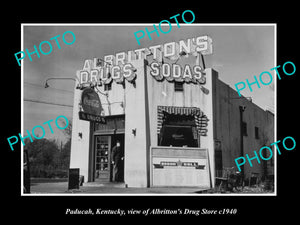 OLD LARGE HISTORIC PHOTO OF PADUCAH KENTUCKY, THE ALBRITTON DRUG STORE c1940