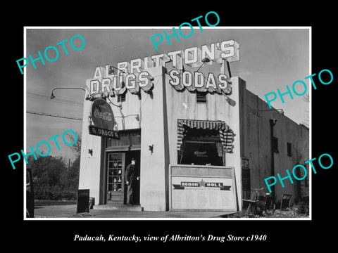 OLD LARGE HISTORIC PHOTO OF PADUCAH KENTUCKY, THE ALBRITTON DRUG STORE c1940