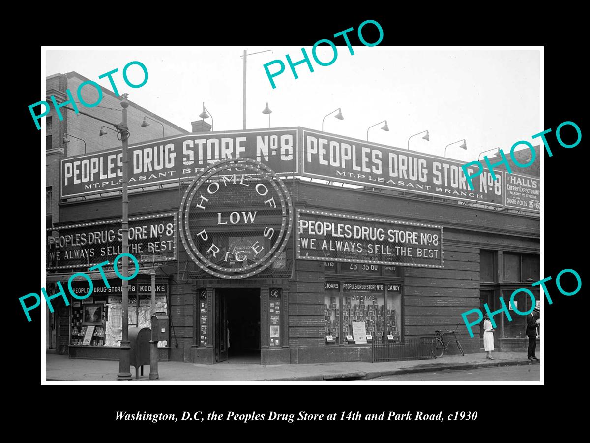 OLD LARGE HISTORIC PHOTO OF WASHINGTON DC, THE PEOPLES DRUG STORE c1930