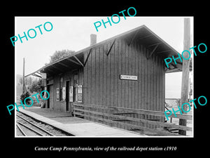 OLD LARGE HISTORIC PHOTO OF CANOE CAMP PENNSYLVANIA, THE RAILROAD DEPOT c1910