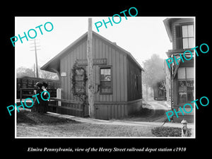 OLD LARGE HISTORIC PHOTO OF ELMIRA PENNSYLVANIA, HENRY St RAILROAD DEPOT c1910