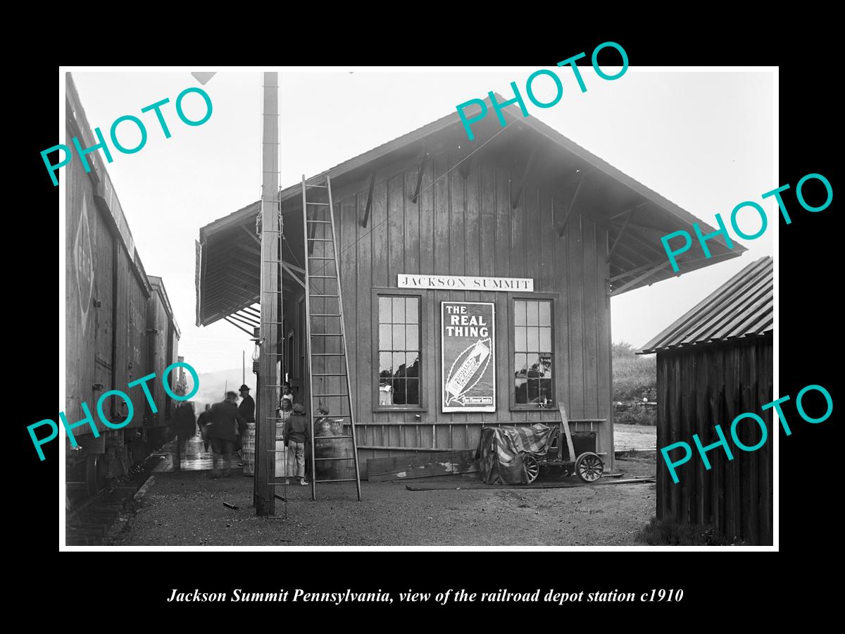 OLD LARGE HISTORIC PHOTO OF JACKSON SUMMIT PENNSYLVANIA THE RAILROAD DEPOT c1910