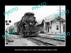 OLD LARGE HISTORIC PHOTO OF PRATT WEST VIRGINIA THE RAILROAD DEPOT STATION c1940