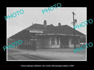 OLD LARGE HISTORIC PHOTO OF UNION SPRINGS ALABAMA, THE RAILROAD DEPOT c1950