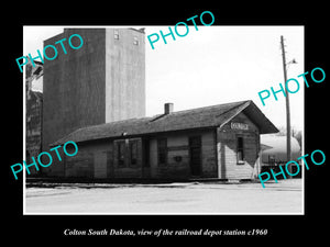 OLD LARGE HISTORIC PHOTO OF COLTON SOUTH DAKOTA RAILROAD DEPOT STATION c1960