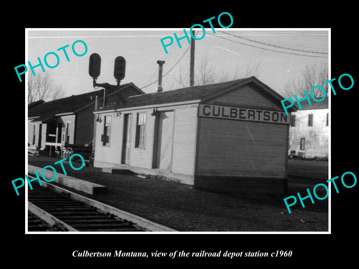 OLD LARGE HISTORIC PHOTO OF CULBERTSON MONTANA, THE RAILROAD DEPOT STATION c1960