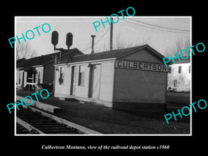 OLD LARGE HISTORIC PHOTO OF CULBERTSON MONTANA, THE RAILROAD DEPOT STATION c1960