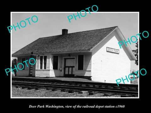 OLD LARGE HISTORIC PHOTO OF DEER PARK WASHINGTON RAILROAD DEPOT STATION c1960