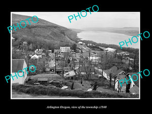 OLD LARGE HISTORIC PHOTO OF ARLINGTON OREGON, VIEW OF THE TOWNSHIP c1950