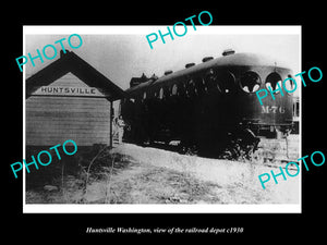 OLD LARGE HISTORIC PHOTO OF HUNTSVILLE WASHINGTON, THE RAILROAD DEPOT c1930