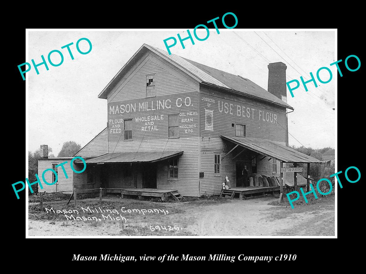 OLD LARGE HISTORIC PHOTO OF MASON MICHIGAN, THE MASON MILLING Co PLANT c1910