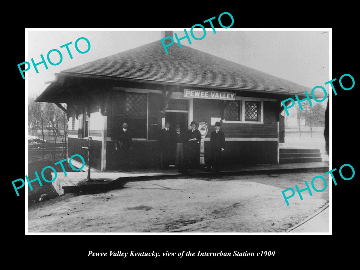 OLD LARGE HISTORIC PHOTO OF PEWEE VALLEY KENTUCKY, RAILROAD DEPOT STATION c1900