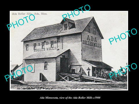 OLD LARGE HISTORIC PHOTO OF ADA MINNESOTA, THE ADA ROLLER MILLS Co c1900