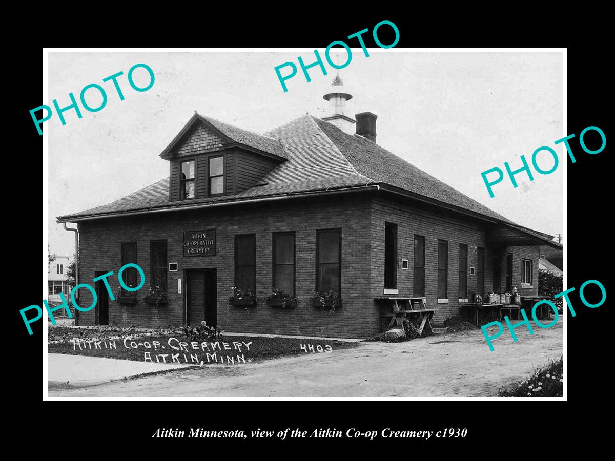 OLD LARGE HISTORIC PHOTO OF AITKIN MINNESOTA, THE AITKIN CO-OP CREAM Co c1930