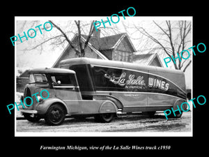 OLD LARGE HISTORIC PHOTO OF FARMINGTON MICHIGAN, THE LA SALLE WINES TRUCK c1950