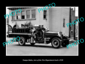 OLD LARGE HISTORIC PHOTO OF NAMPA IDAHO, THE FIRE DEPARTMENT TRUCK c1930