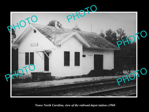 OLD LARGE HISTORIC PHOTO OF NEUSE NORTH CAROLINA, RAILROAD DEPOT STATION c1960