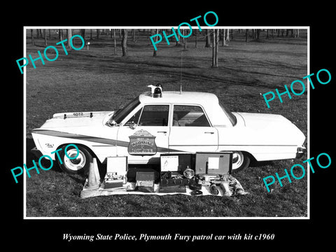 OLD LARGE HISTORIC PHOTO OF WYOMING STATE POLICE PLYMOUTH PATROL CARS c1960 2