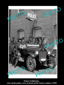 OLD LARGE HISTORIC PHOTO OF VENICE CALIFORNIA, POLICE SQUAD AT THE STATION c1930