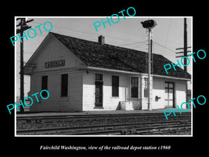 OLD LARGE HISTORIC PHOTO OF FAIRCHILD WASHINGTON, THE RAILROAD STATION c1960