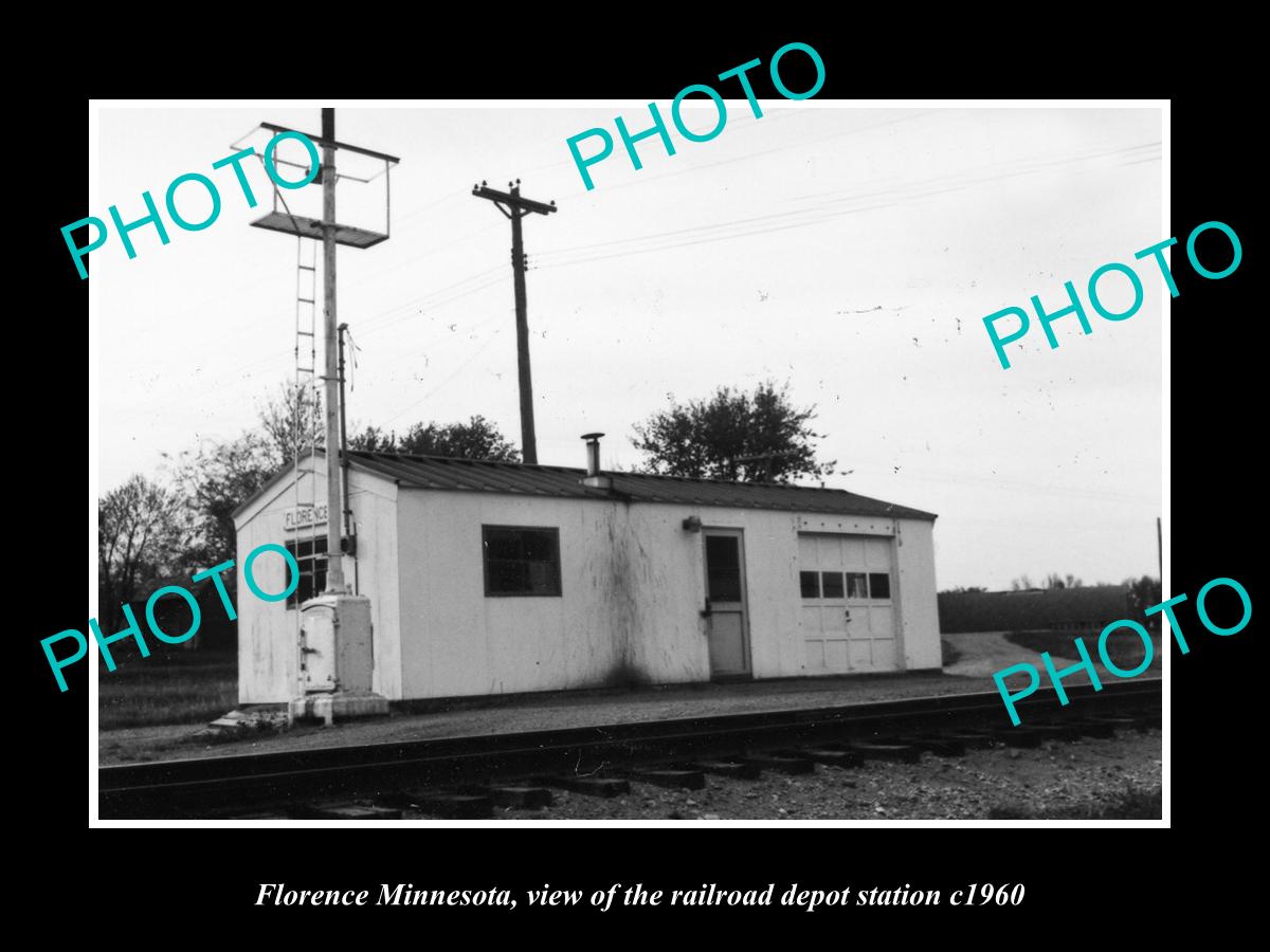 OLD LARGE HISTORIC PHOTO OF FLORENCE MINNESOTA, THE RAILROAD STATION c1960