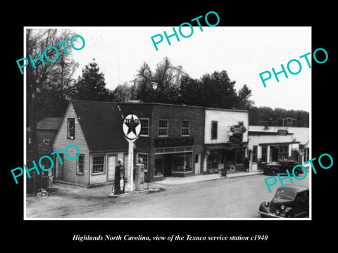 OLD LARGE HISTORIC PHOTO OF HIGHLANDS NORTH CAROLINA, TEXACO GAS STATION c1940