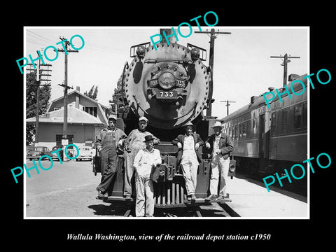 OLD LARGE HISTORIC PHOTO OF WALLULA WASHINGTON, THE RAILROAD STATION c1950