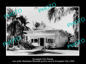 OLD LARGE HISTORIC PHOTO OF EVERGLADES CITY FLORIDA, THE MARKET STORE c1930