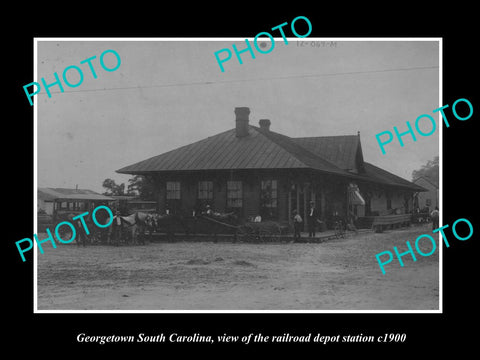 OLD LARGE HISTORIC PHOTO OF GEORGETOWN SOUTH CAROLINA, THE RAILROAD DEPOT c1900