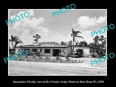 OLD LARGE HISTORIC PHOTO OF IMMOKALEE FLORIDA, THE FRONTIER LODGE MOTEL c1950